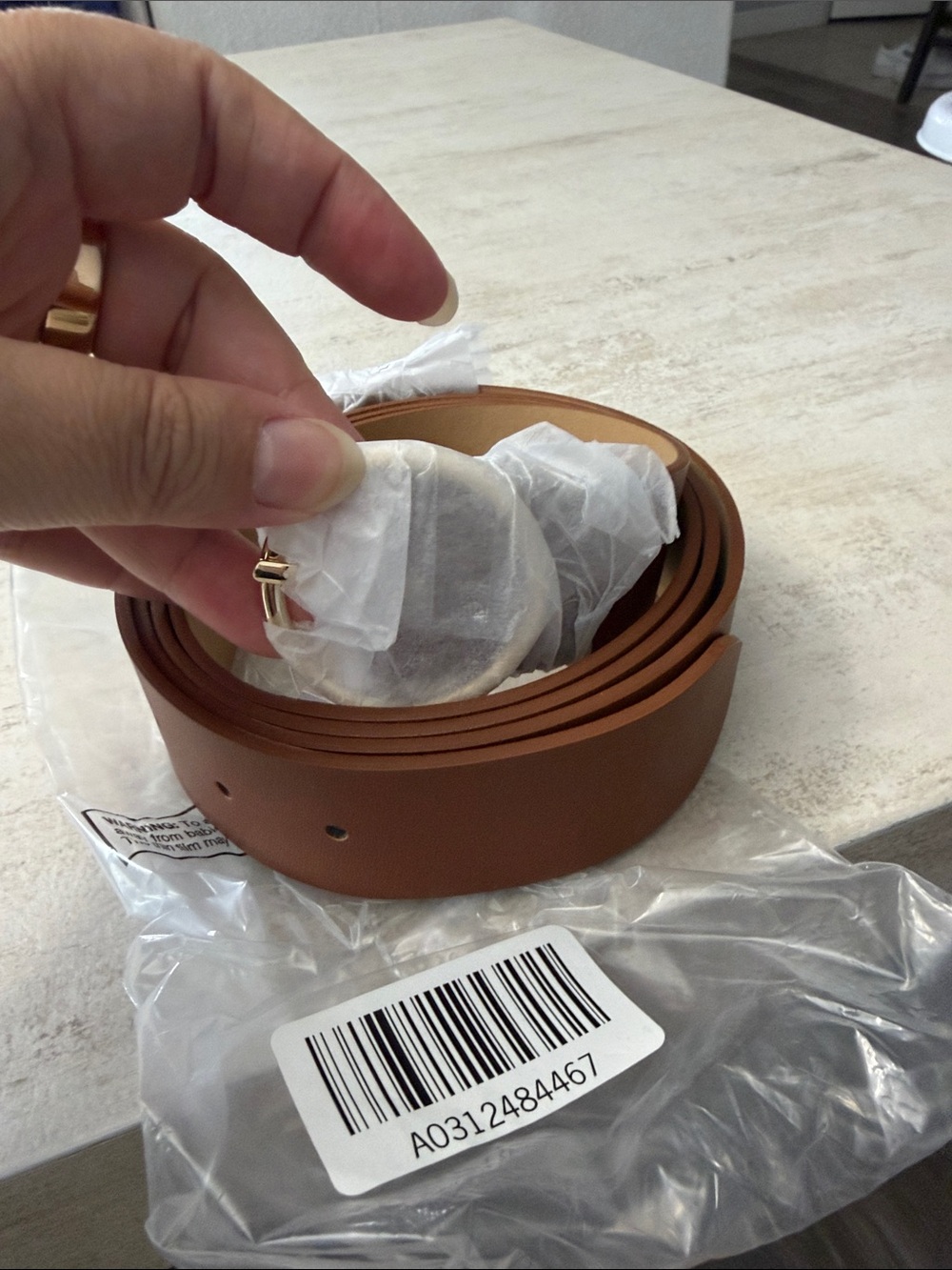 Old Navy Brown Wide Belt with Gold Oval Buckle. 3x/4x - Picture 5 of 5